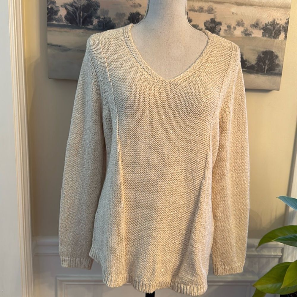Chico’s Glitzy V-Neck Knit Sweater